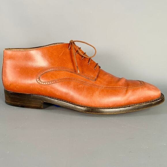 PACIOTTI Size 9 Brown Cognac Perforated Leather Lace-Up Shoes main image 10